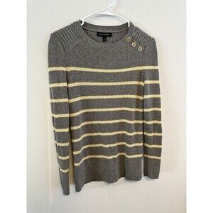 Banana Republic Sweater‎ Womens S Small Gray Striped Wool Blend